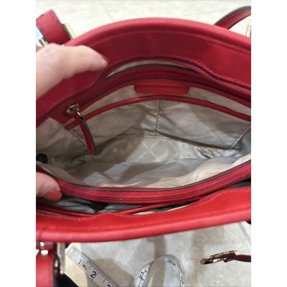 Michael Kors Jet Set Tote Purse RED MK Saffiano Leather Handbag Purse 12x11x5 - Picture 16 of 16